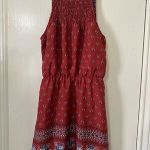 Blue Rain Red Floral Dress XXS